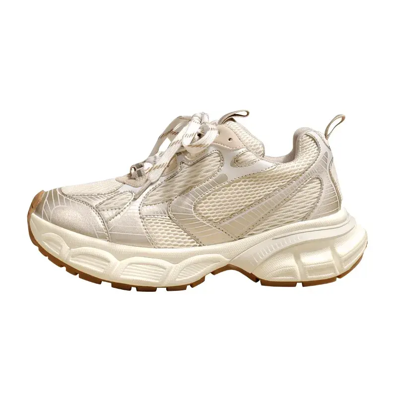 New Designers White Sneakers Women Flats Shoes Lace Up Vulcanize Shoes Female Mesh Wedge Platform Casual Zapatillas Mujer2024