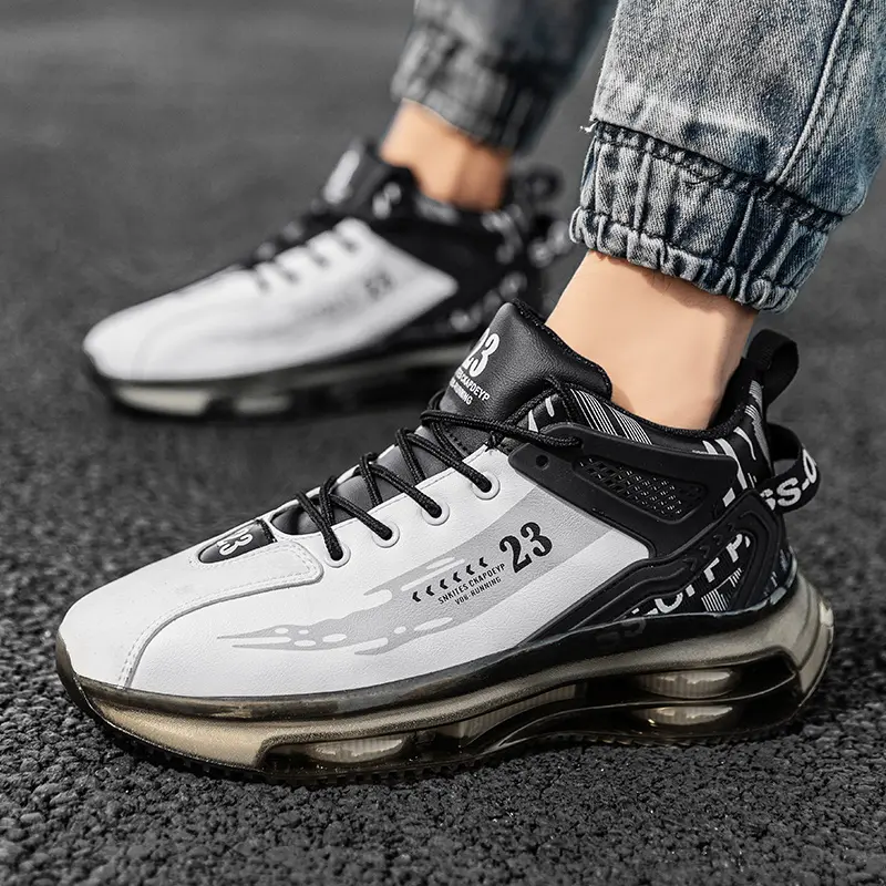 Men Sneakers Running Boots Fashion Outdoor Jogging Sports Shoes Mesh Breathable Cushioning Black Basket Footwear Male Big Size