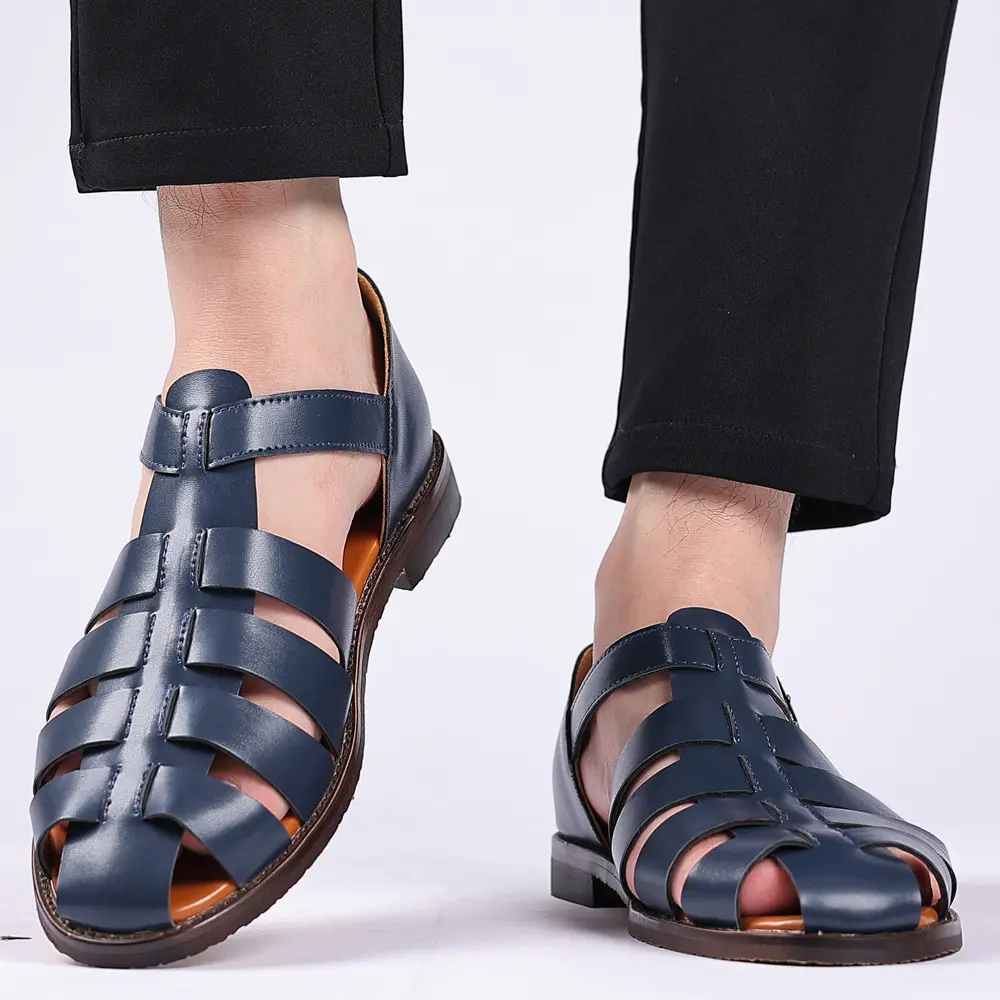 Summer Stylish Sandals for Man Leather Daily Roman Shoes Fashion Mens Business Dress Casual Comfortable Beach Footwear Flats