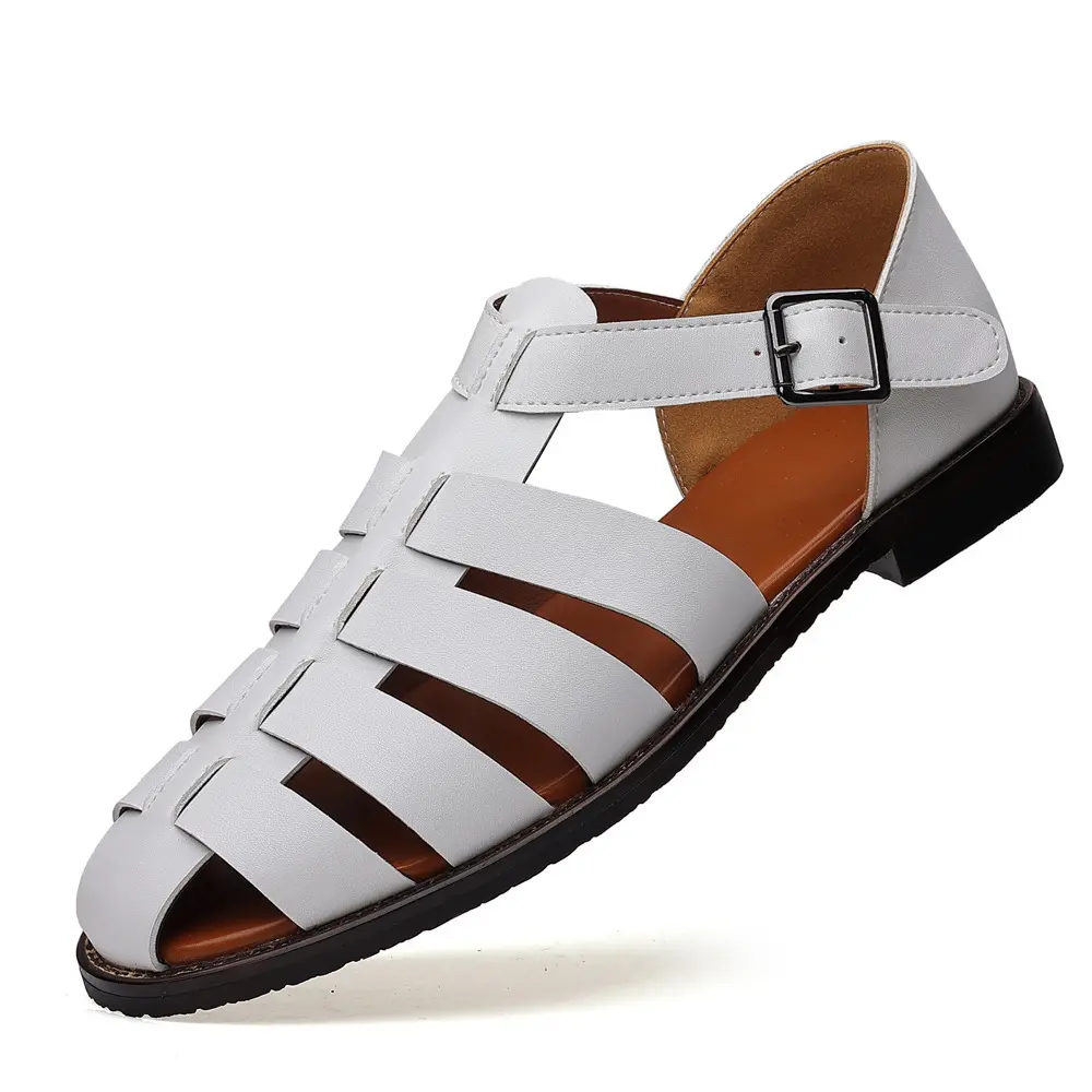 Summer Stylish Sandals for Man Leather Daily Roman Shoes Fashion Mens Business Dress Casual Comfortable Beach Footwear Flats
