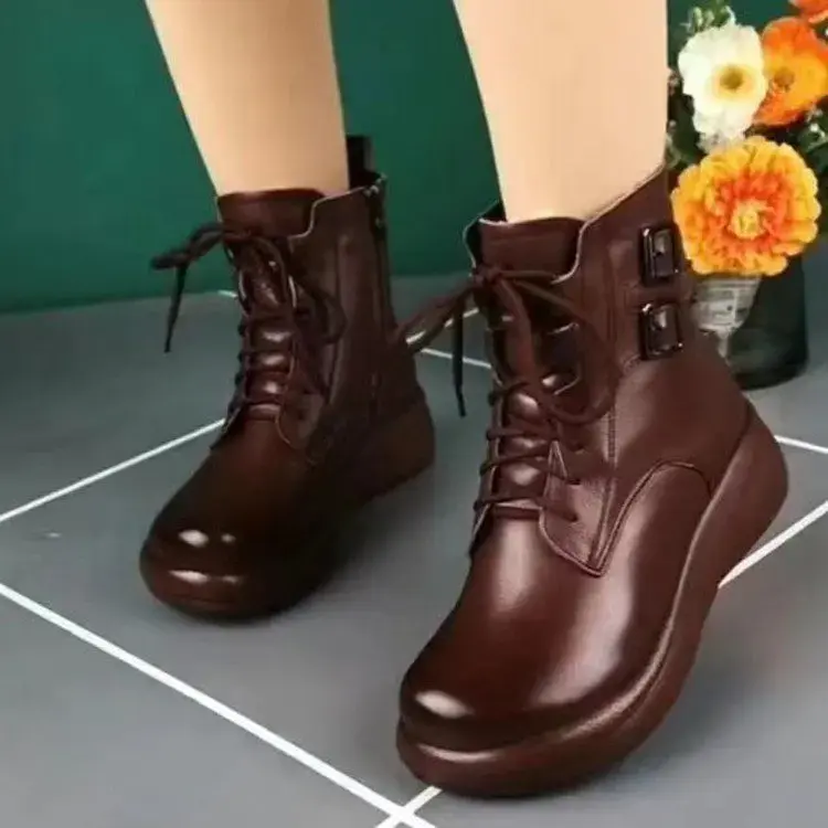 Short Plush Warm Snow Boots for Women Winter New Zipper Faux Fur Ankle Boots Woman Comfortable Non-slip Flat Heels Cotton Shoes