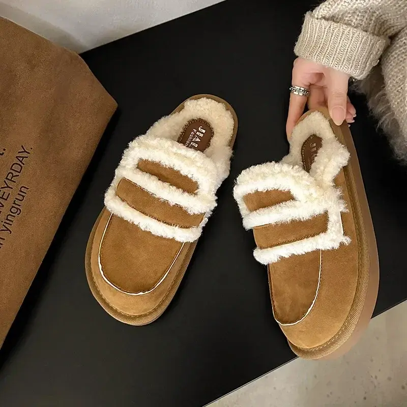 Winter Warm Slippers Women New Plush Thickened Comfortable Indoor Outdoor Cotton Shoes Fashion Casual Shoes Travel Vacation 2024