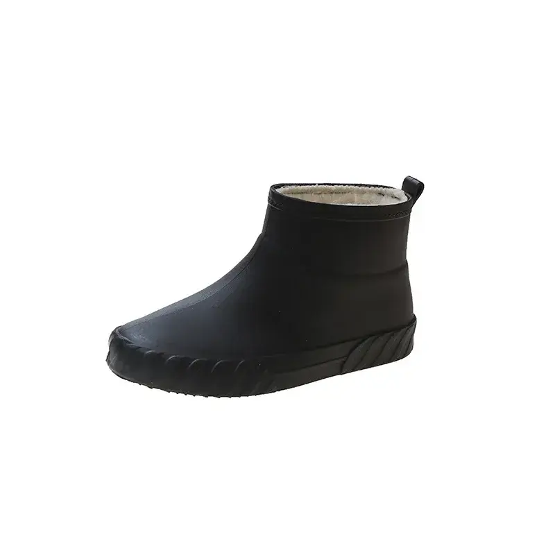 Women's Thick-soled Rain Boots Waterproof Women's Mid-tube Thickened Rain Boots Plush Rain Boots Overshoes 2024