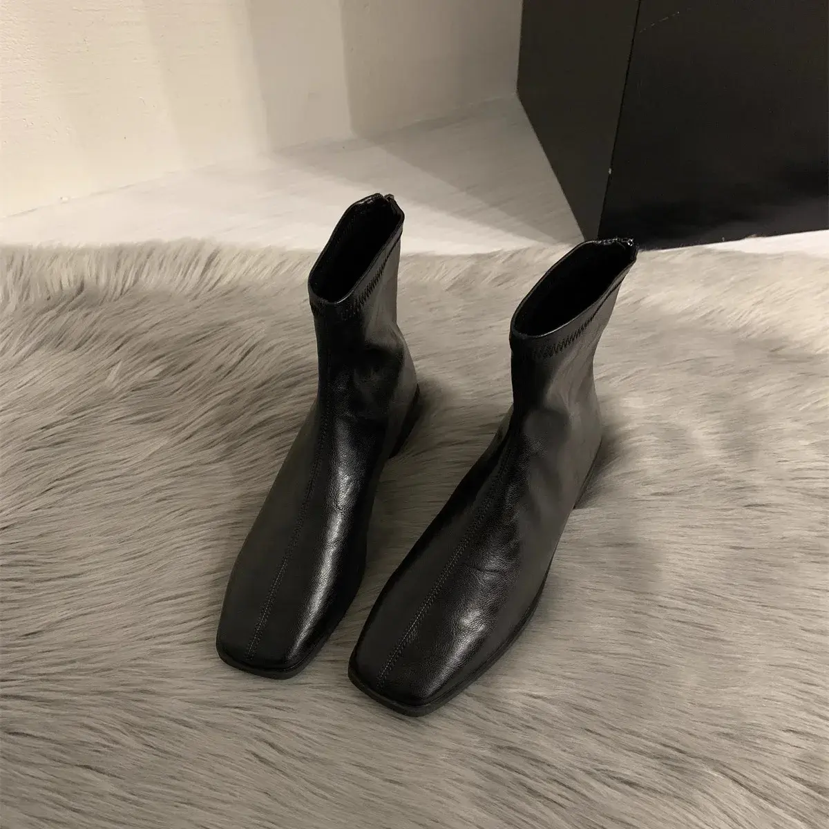 Women Modern Ankle Boots Fashion Square Toe Short Booties Ladies Casual Low Heel Shoes 2025