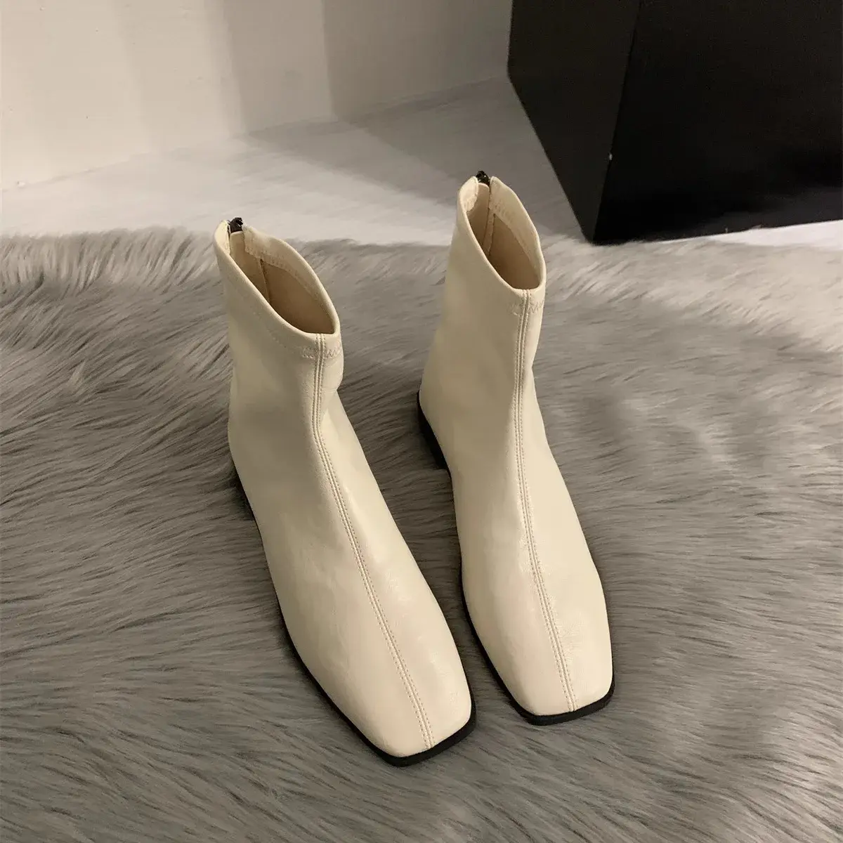 Women Modern Ankle Boots Fashion Square Toe Short Booties Ladies Casual Low Heel Shoes 2025