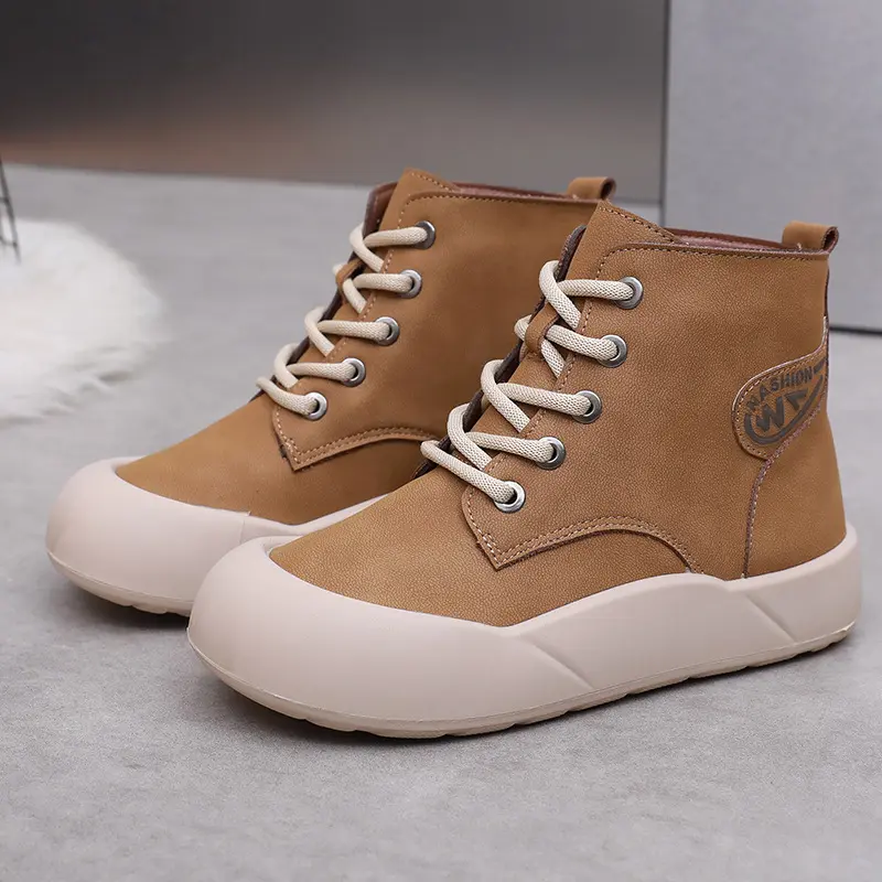 Women Shoes Snow Boots Korean Plush Comfor Outdoor Anti Slip Cotton Shoes Winter Lace Up Platform Fashion Short Ankle Boots