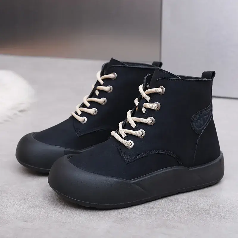 Women Shoes Snow Boots Korean Plush Comfor Outdoor Anti Slip Cotton Shoes Winter Lace Up Platform Fashion Short Ankle Boots