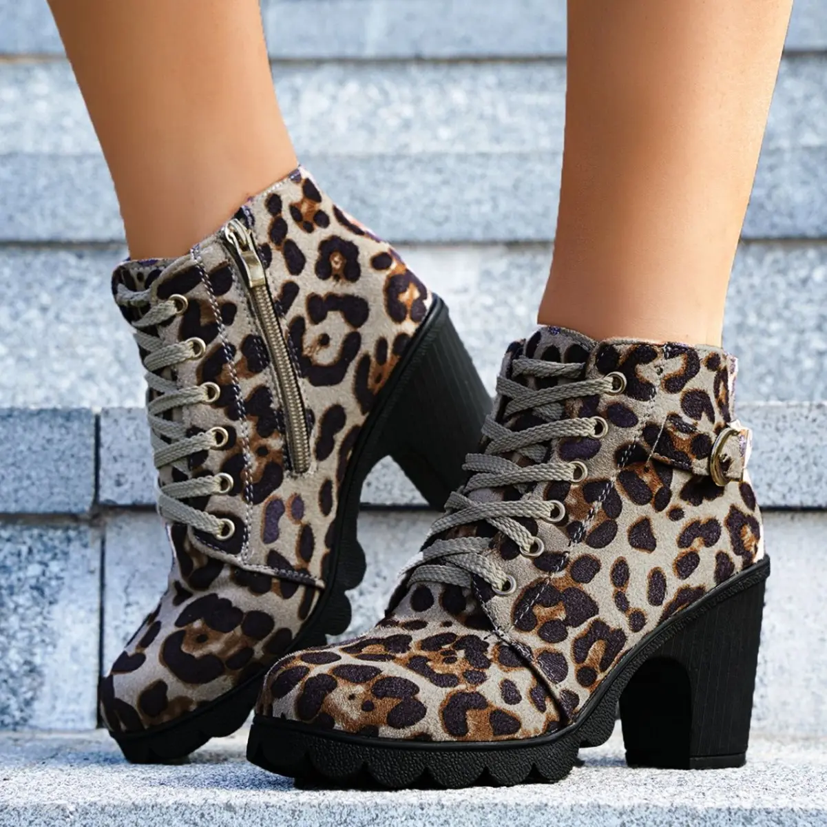 Spring Winter Women Pumps Boots High Quality Lace-up European Ladies Shoes PU High Heels Boots Fast Delivery