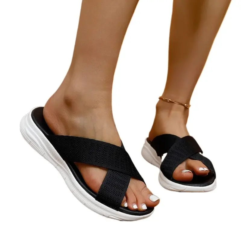 Women Flats Hollow Platform Slippers Women Luxury Sandals Fashion Casual Flip Flops Summer 2024 New Outdoor Cozy Femme Slides