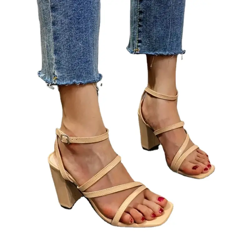 Women Luxury High Heels Slippers Women  Summer Flip Flops Fashion Party Dress Slingback Sandals Women Design Chunky Pumps