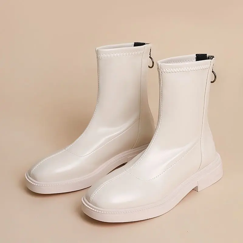 2022 Winter New Thick Soled Boots Women's Back Zipper Fashion Warm Shoes Comfortable and Versatile Botas De Invierno Para Mujer