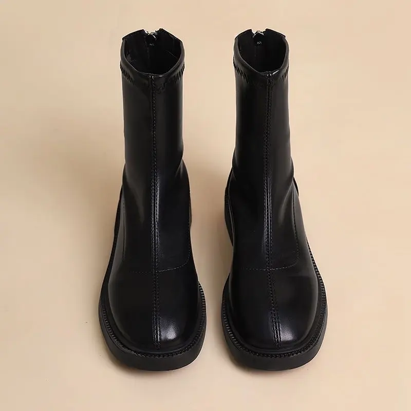 2022 Winter New Thick Soled Boots Women's Back Zipper Fashion Warm Shoes Comfortable and Versatile Botas De Invierno Para Mujer