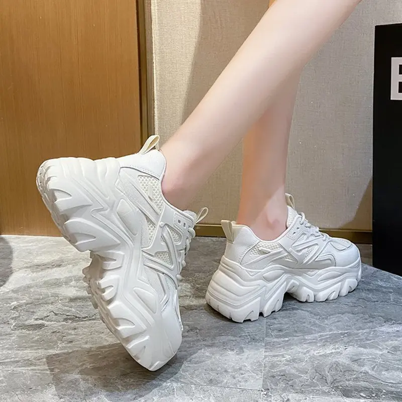 2023 Women's Summer Platform Shoes Comfortable Lace-up Mesh Sneakers Women's All-match Walking Shoes Casual Shoes for Women