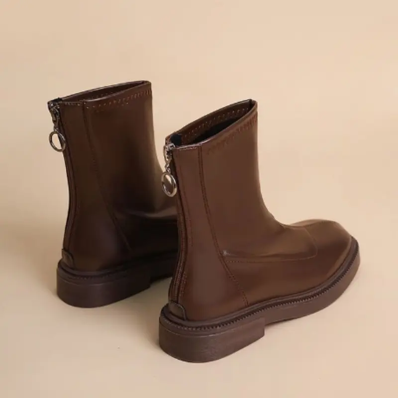 2022 Winter New Thick Soled Boots Women's Back Zipper Fashion Warm Shoes Comfortable and Versatile Botas De Invierno Para Mujer