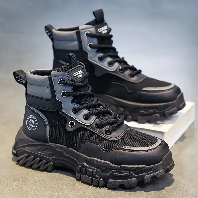 Work Short Boots for Men British Fashion Platform Motorcycle Boots Outdoor Sports Casual Sport Comfortable Shoes 2024
