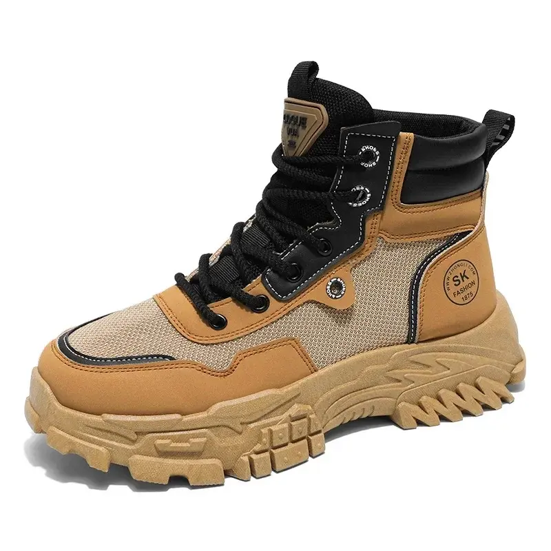 Work Short Boots for Men British Fashion Platform Motorcycle Boots Outdoor Sports Casual Sport Comfortable Shoes 2024