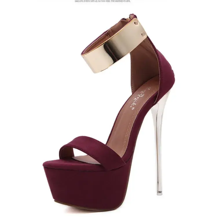 2025 Fashion Design Metal Ankle Cover Strap Women Sexy 16CM Sandals Platform High Heels Party Club Stripper Pole Dance Shoes