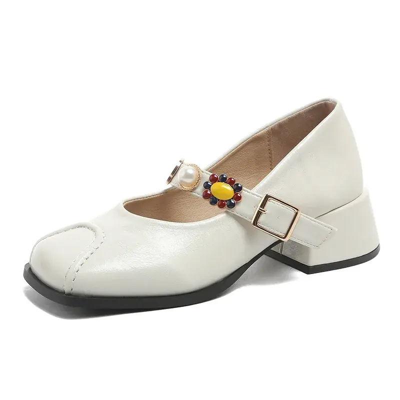 Shoes for Women Block Heel Square Toe Mary Jane Chunky Heels Moccasins Japanese Style Lolita Woman Pumps Gothic Trend Young