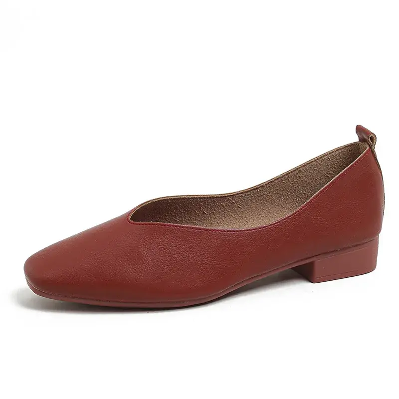Woman Elegant Summer French Square Toe Green Mary Janes Cute Casual Flats Female Retro Shoes Low Heeled Soft Soled Flat Shoes