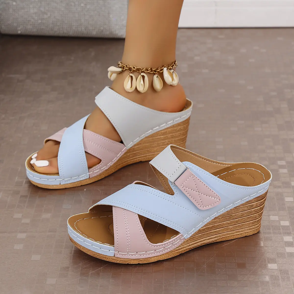 Women Slippers Female Wedges Slippers 2025 Summer New Fashion Luxury Peep Toe Outdoor Beach Platform Slippers Sandalias De Mujer