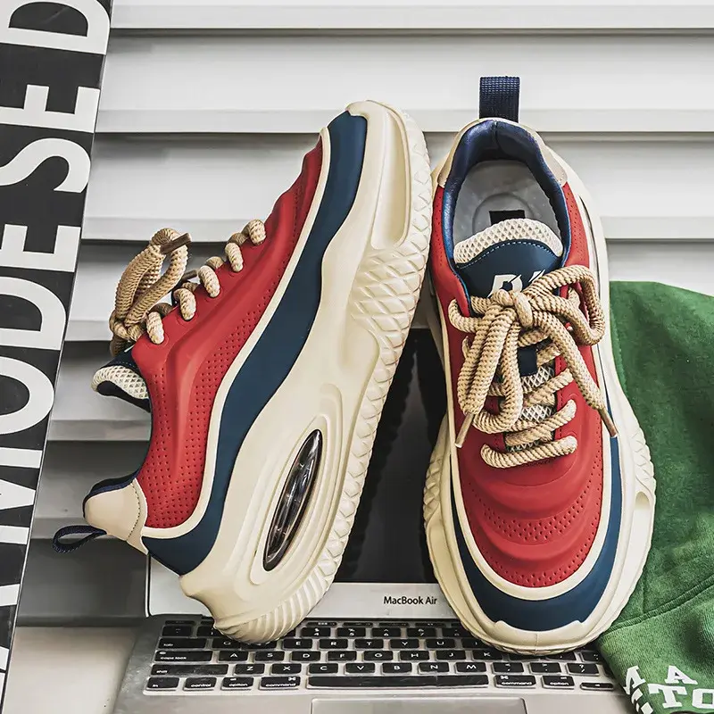 Men's Casual Sports Shoes, Fashionable Thick Soled Skateboarding Shoes, Trendy and Comfortable Men's Shoes Suitable for Outdoor