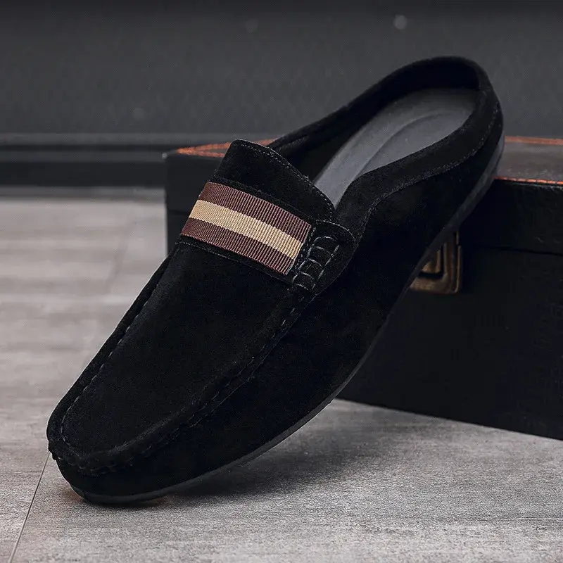 Lefu Shoes Men's Lightweight Bean Shoes Summer One Step Push lazy Breathable Casual Half Support Slippers for men2025