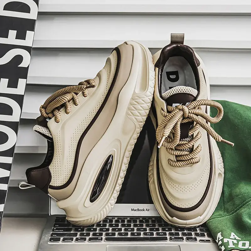Men's Casual Sports Shoes, Fashionable Thick Soled Skateboarding Shoes, Trendy and Comfortable Men's Shoes Suitable for Outdoor
