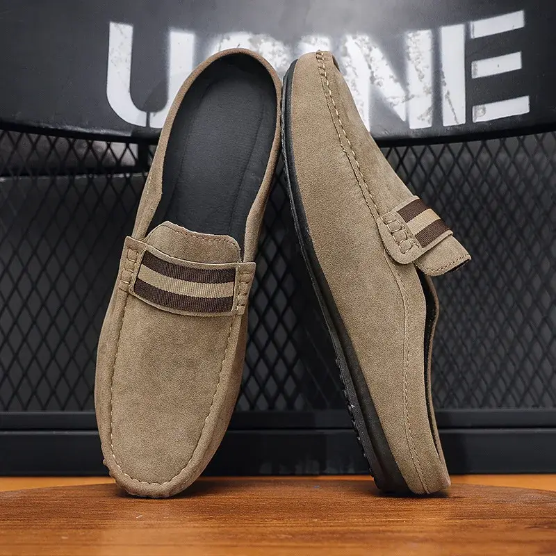 Lefu Shoes Men's Lightweight Bean Shoes Summer One Step Push lazy Breathable Casual Half Support Slippers for men2025