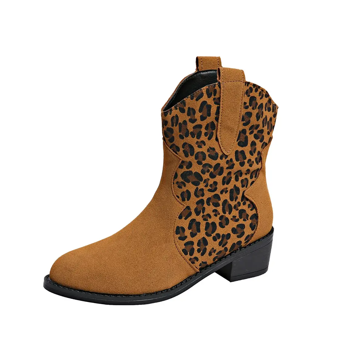 Women Boots Autumn/winter New Leopard Print Pointed Toe Boots V-shaped Shoe  Low Heel Comfort Non Slip Fashion Boots 2024