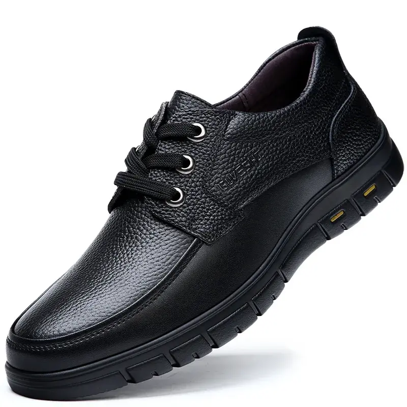 2025 Soft Sole Lace-up Luxury Brand Middle-aged Old Man Dad Lightweight Loafers Shoes Men Genuine Leather Casual Shoes