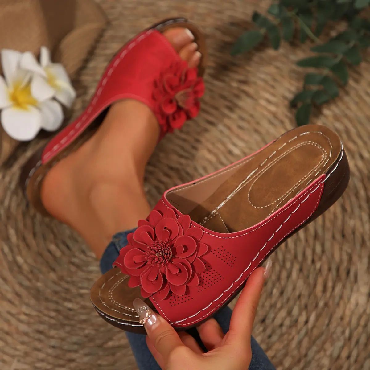 Women Sandals Summer Elegant Shoes Woman Slides Sandals Ladies Wedge Sandals For Women Casual Footwear Slipper Female