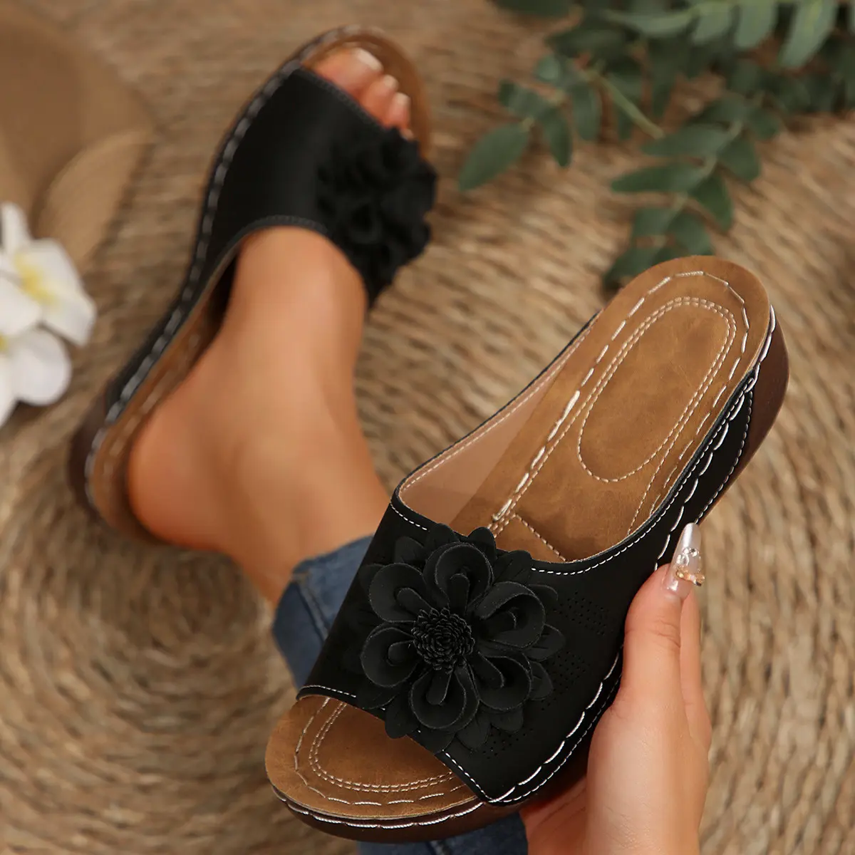 Women Sandals Summer Elegant Shoes Woman Slides Sandals Ladies Wedge Sandals For Women Casual Footwear Slipper Female