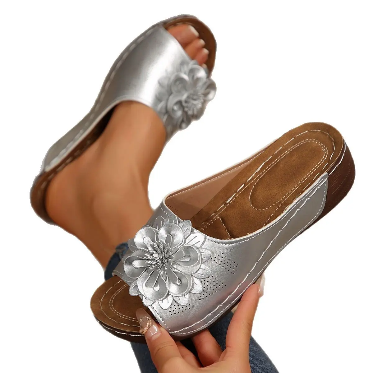 Women Sandals Summer Elegant Shoes Woman Slides Sandals Ladies Wedge Sandals For Women Casual Footwear Slipper Female