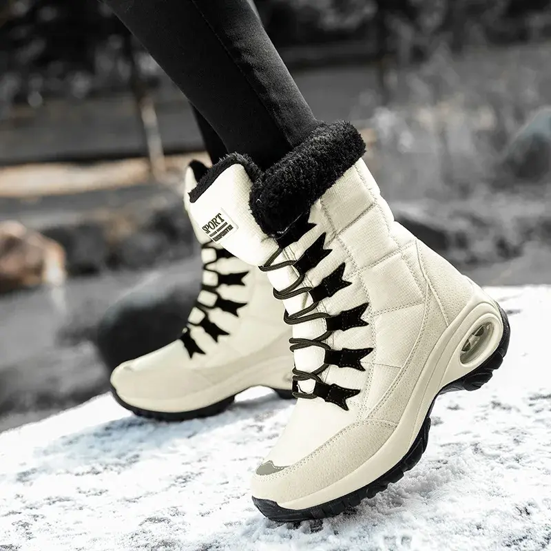 2025 Women Boots High Quality Warm Snow Lace-up Comfortable Ankle Outdoor Waterproof Hiking Boots Size 36-42