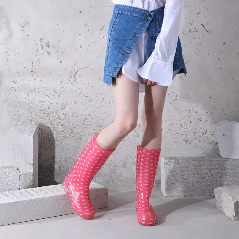 Women's Galoshes Floral Print Rain Boots Women Waterproof Work Garden Water Shoes Ladies Non-slip Rubber Boot High Rain Shoes