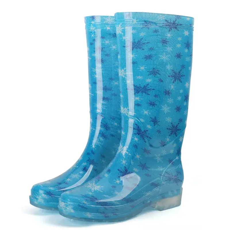 Women's Galoshes Floral Print Rain Boots Women Waterproof Work Garden Water Shoes Ladies Non-slip Rubber Boot High Rain Shoes