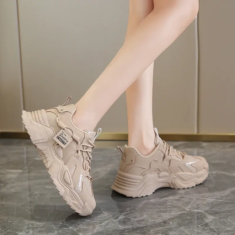 Fashion Platform Shoes for Women's Outdoor Lace-up Casual Shoes Breathable Chunky Sneakers Women Non Slip Zapatillas Mujer