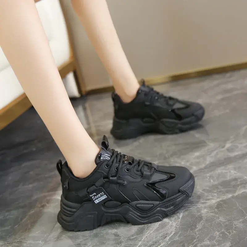 Fashion Platform Shoes for Women's Outdoor Lace-up Casual Shoes Breathable Chunky Sneakers Women Non Slip Zapatillas Mujer
