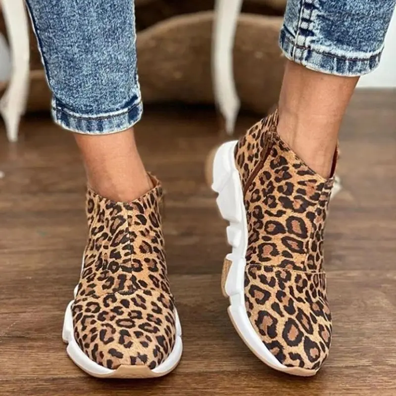 Sneaker Autumn New Women's Fashion Casual Leopard Shoes Platform Ladies Sneakers Low Top Shoes Plus Size 35-43 Zapatos De Mujer