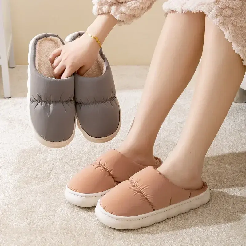 Women's Slippers  Winter New Home Couple Warm Non Slip Plush Cotton Slippers Comfort Thick Soled Floor Anti Cold Slippers
