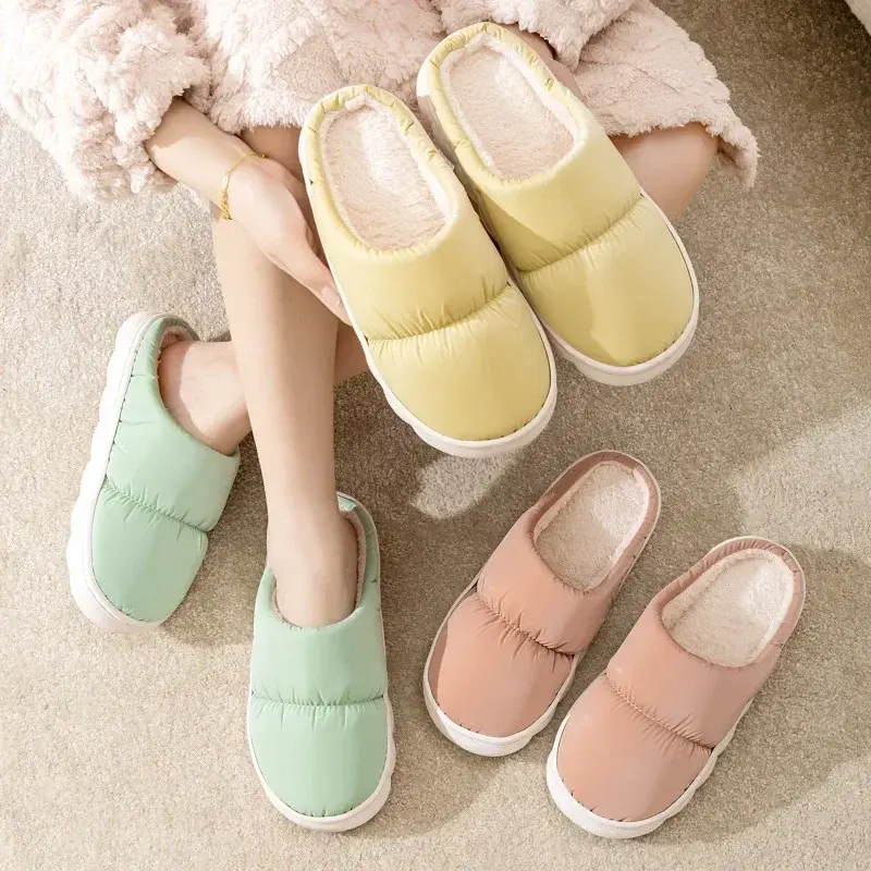 Women's Slippers  Winter New Home Couple Warm Non Slip Plush Cotton Slippers Comfort Thick Soled Floor Anti Cold Slippers