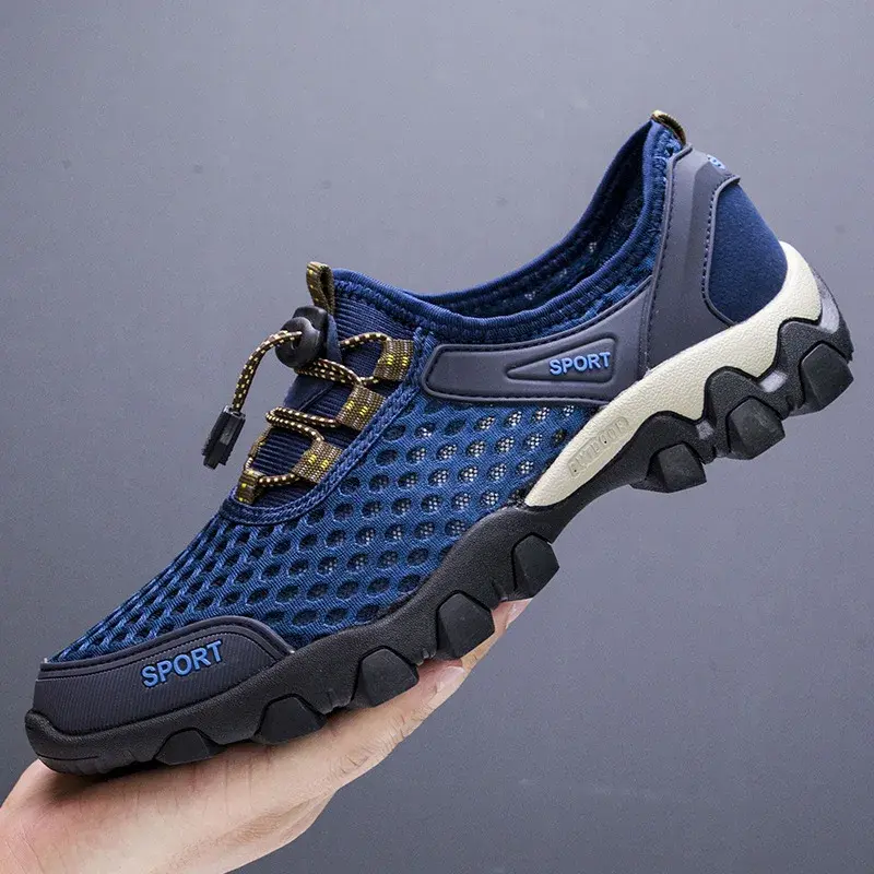 2023 Men Casual Sneakers Breathable Mesh Shoes Mens Non-Slip Outdoor Hiking Shoes Mens Climbing Trekking Shoes Zapatos Hombre