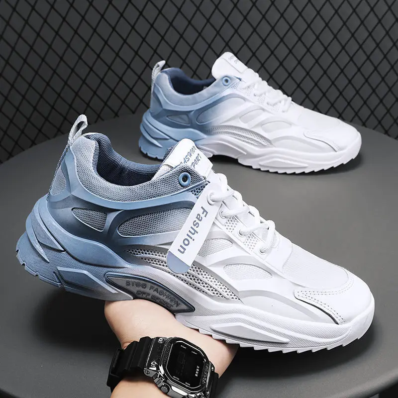 Gradient Men Sneakers Breathable Mesh Running Shoes Tenis Masculino 2023 Fashion Comfortable Lace Up Casual Men Vulcanized Shoes