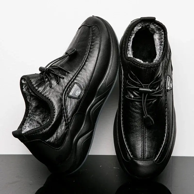 Brand Winter Men's Boots Microfiber Leather Snow Boots Man Plush Warm Causal Shoe Waterproof Men Boots Male Sneakers 2024