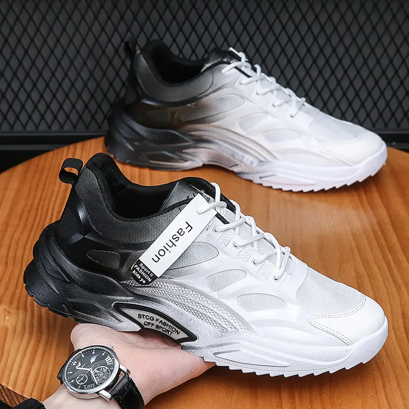 Gradient Men Sneakers Breathable Mesh Running Shoes Tenis Masculino 2023 Fashion Comfortable Lace Up Casual Men Vulcanized Shoes