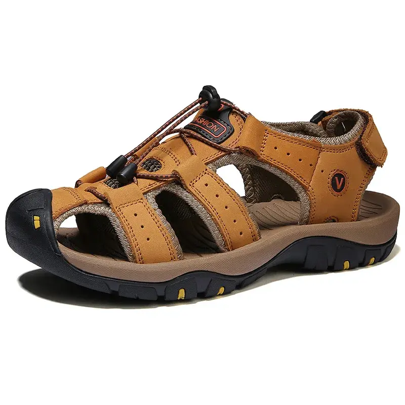 2025 Men Sandals Leather Mens Casual Shoes Breathable Outdoor Sandals for Men Beach Shoes Slippers Fashion Roman Shoes