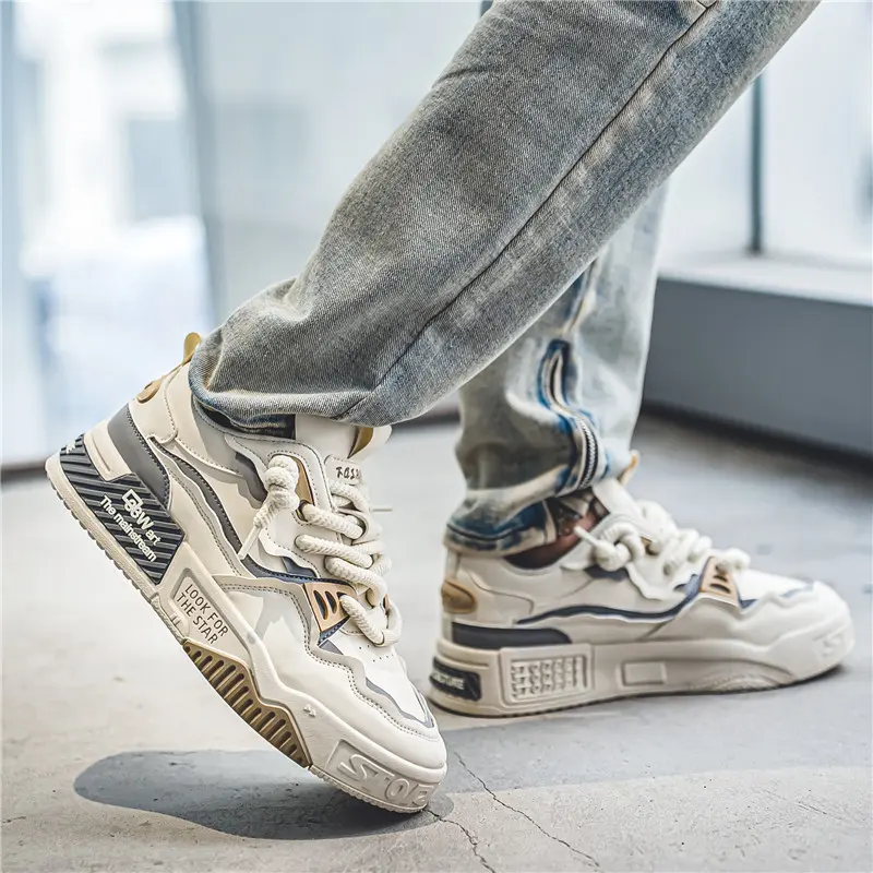 Mens Trendy Skate Shoes Comfy Non Slip Casual Lace up Sneakers for Mens Outdoor Activities 2024