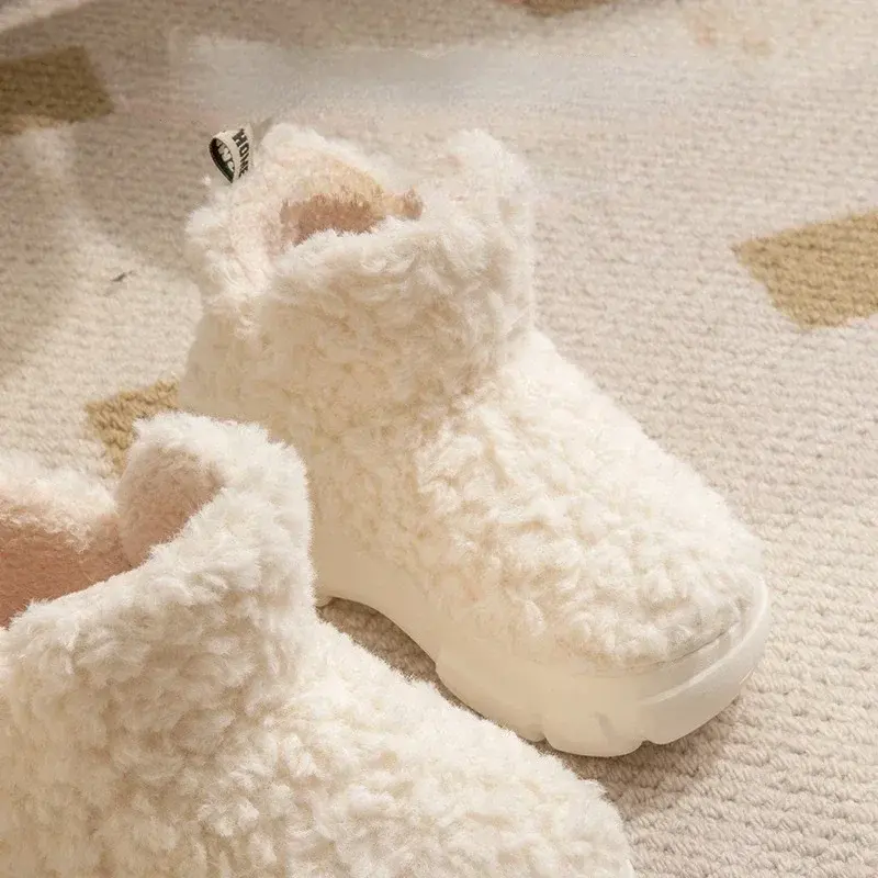 Version Plush Cotton Shoes Women Winter New Simple Fashionable Plush Warm Fashionable Snow Boots Thick Soled Casual Shoes2024