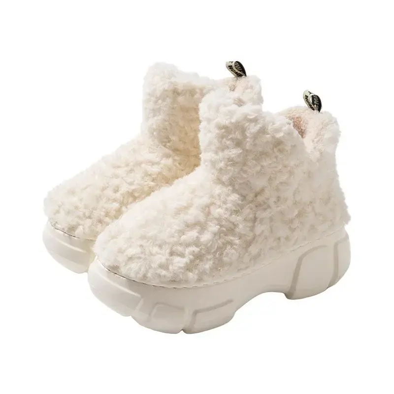 Version Plush Cotton Shoes Women Winter New Simple Fashionable Plush Warm Fashionable Snow Boots Thick Soled Casual Shoes2024