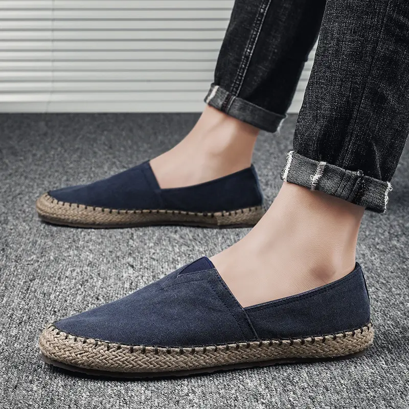 Spring and Autumn High-quality Espadrilles Shoes Men's Flat Canvas 2025 Hemp Lazy Flat Shoes Men's Loafers Driving
